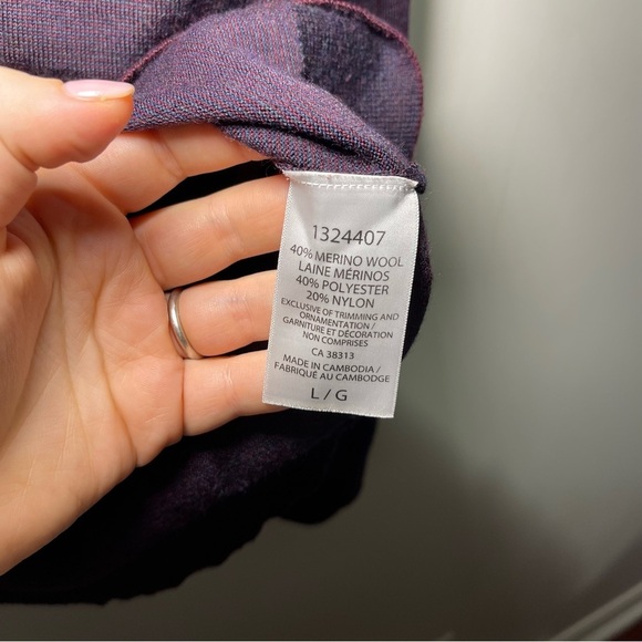 Ibex Men eggplant purple v neck long sleeve wool blend casual sweater in size L - Picture 4 of 6